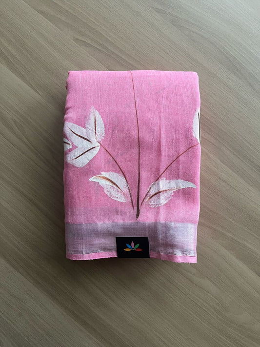 Handbrush Printed Linen Cotton Saree-22293-22294