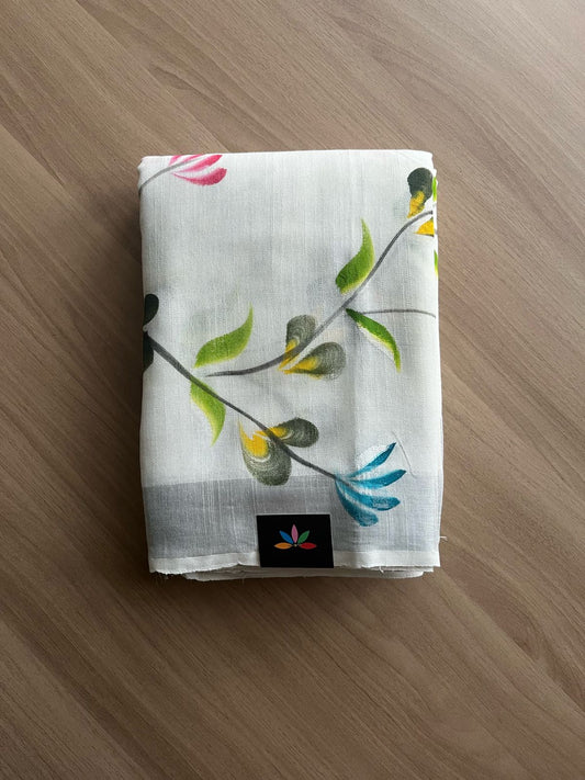 Handbrush Printed Linen Cotton Saree-22295-22296