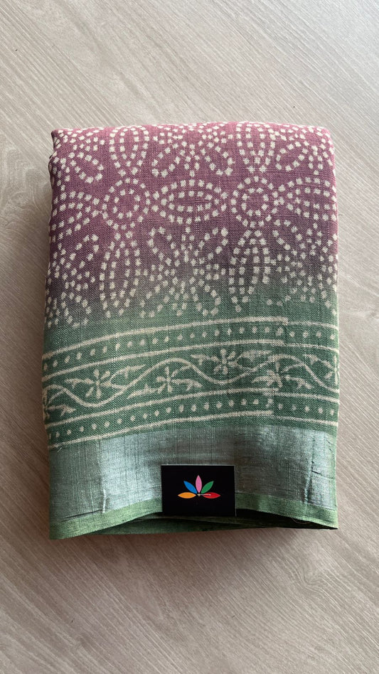Handblock Printed Linen Cotton Saree-25185-25186