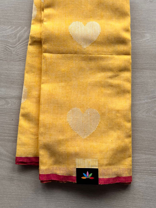 Heart Motif Linen Cotton Saree-12734