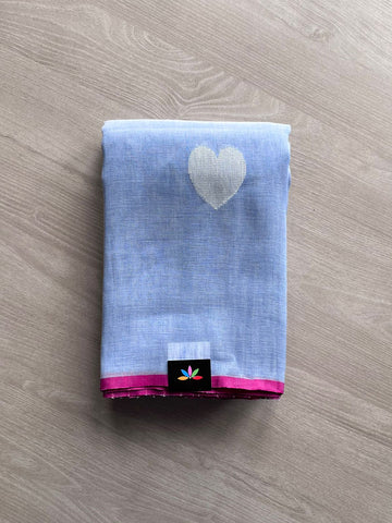 Heart Motif Linen Cotton Saree-12735