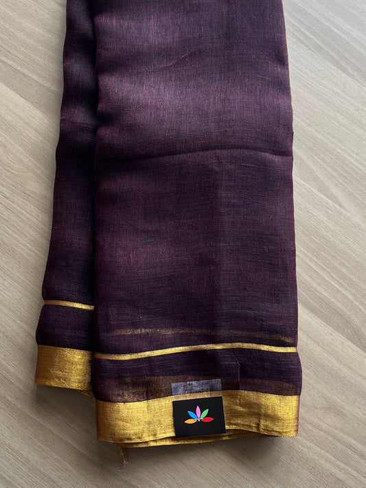 Zari Line Border Linen Saree-13638