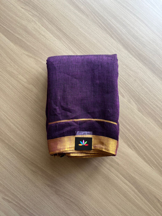 Zari Line Border Linen Saree-13640