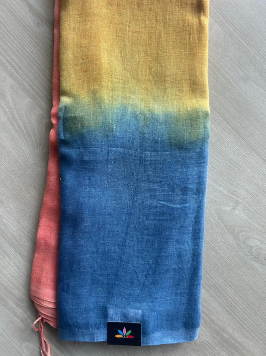 Handloom Multicolour Fine Linen Saree -21017
