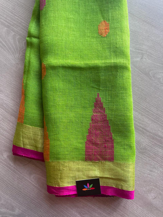 Handloom Pure Linen Jamdani Saree -10098