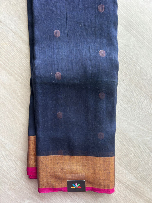 Handloom Linen Jamdani Saree - 26714