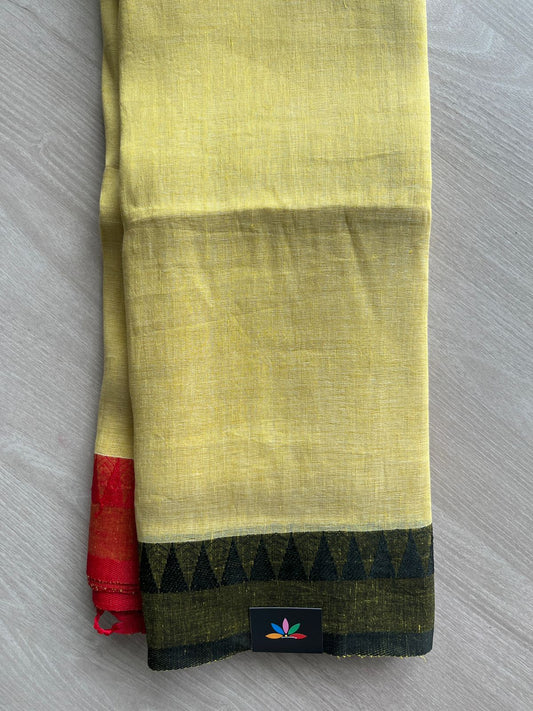 Contrast Border Fine Linen Saree- 31260-31261