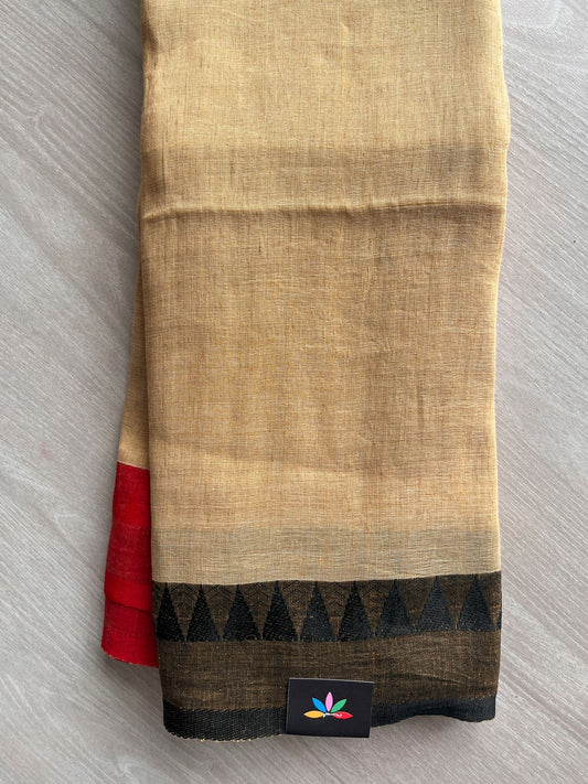 Contrast Border Fine Linen Saree- 31262