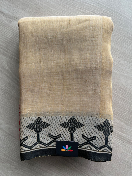 Contrast Border Fine Linen Saree- 31265