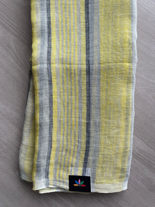 Handloom Striped Linen Saree -31268