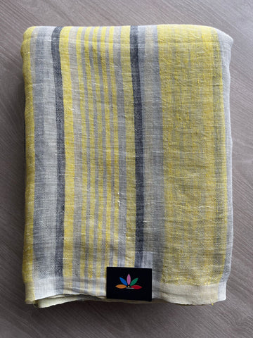 Handloom Striped Linen Saree -31268