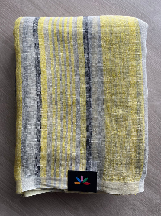 Handloom Striped Linen Saree -31268