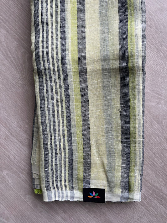 Handloom Striped Linen Saree -31270