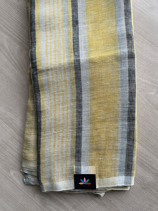 Handloom Striped Linen Saree -31271