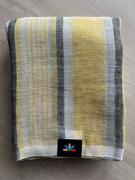 Handloom Striped Linen Saree -31271