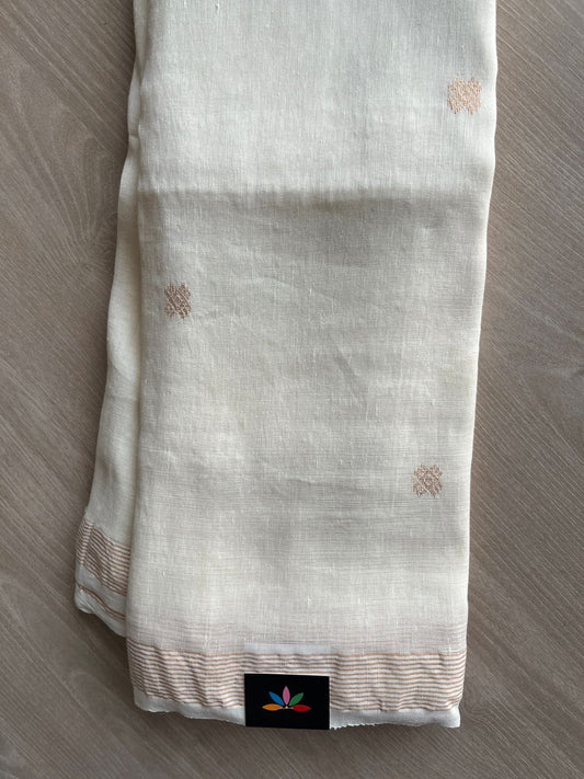 Handloom Premium Linen Jamdani Saree-31294
