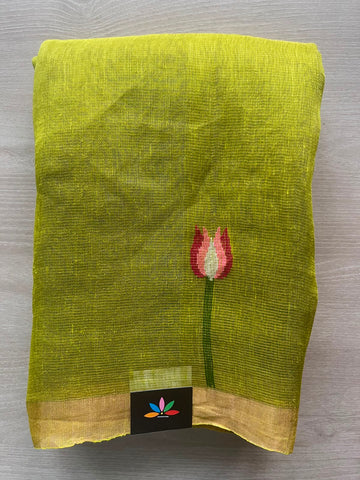Lotus Tissue Linen Jamdani Saree - 33156