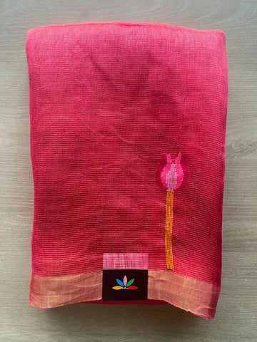 Lotus Tissue Linen Jamdani Saree - 33157