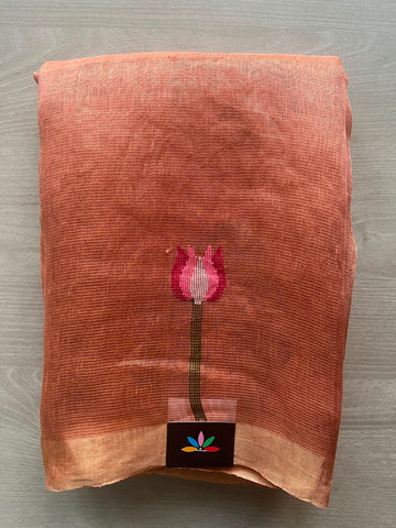 Lotus Tissue Linen Jamdani Saree - 33158