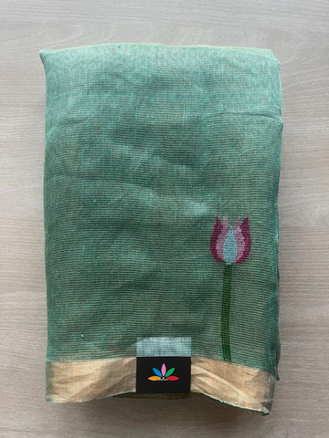 Lotus Tissue Linen Jamdani Saree - 33159