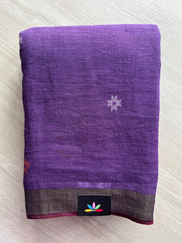 Handloom Linen Jamdani Saree - 35721