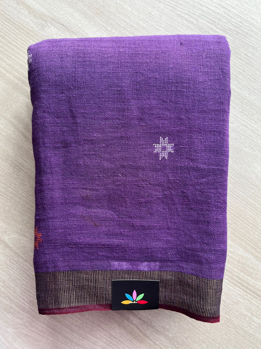 Handloom Linen Jamdani Saree - 35721