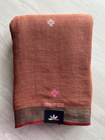 Handloom Linen Jamdani Saree - 35722