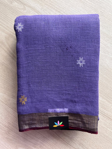 Handloom Linen Jamdani Saree - 35723