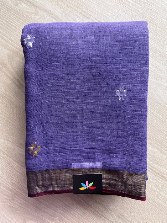 Handloom Linen Jamdani Saree - 35723