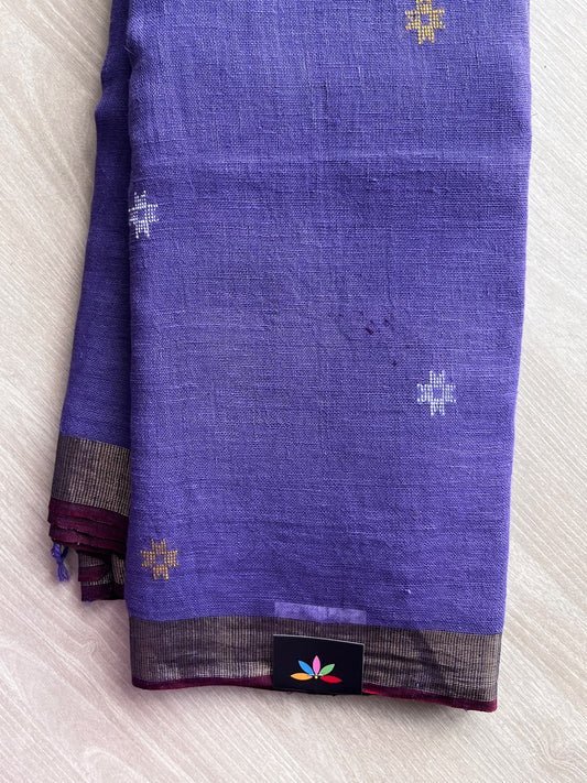 Handloom Linen Jamdani Saree - 35723