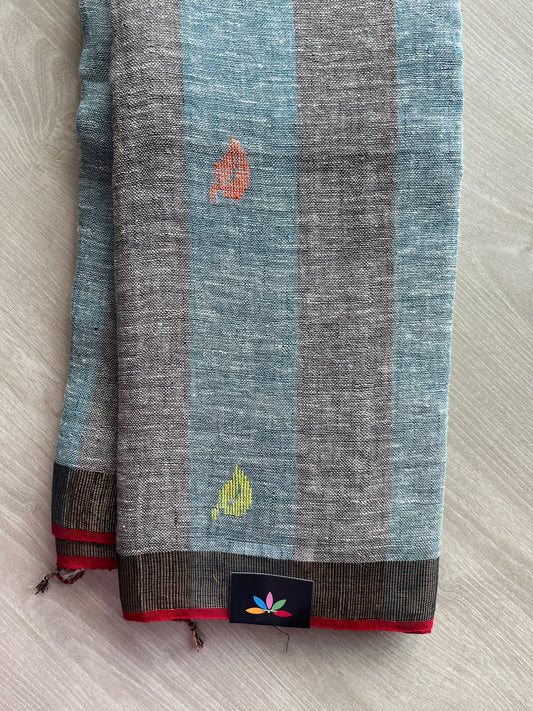 Handloom Linen Jamdani Saree - 35726