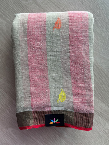 Handloom Linen Jamdani Saree - 35727