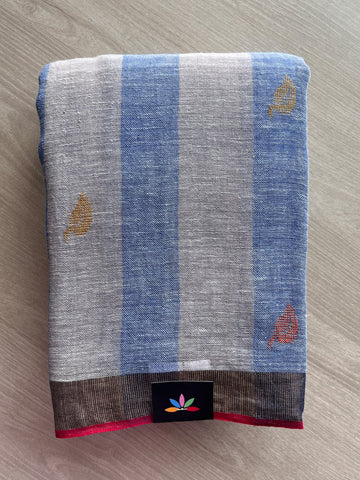 Handloom Linen Jamdani Saree - 35728