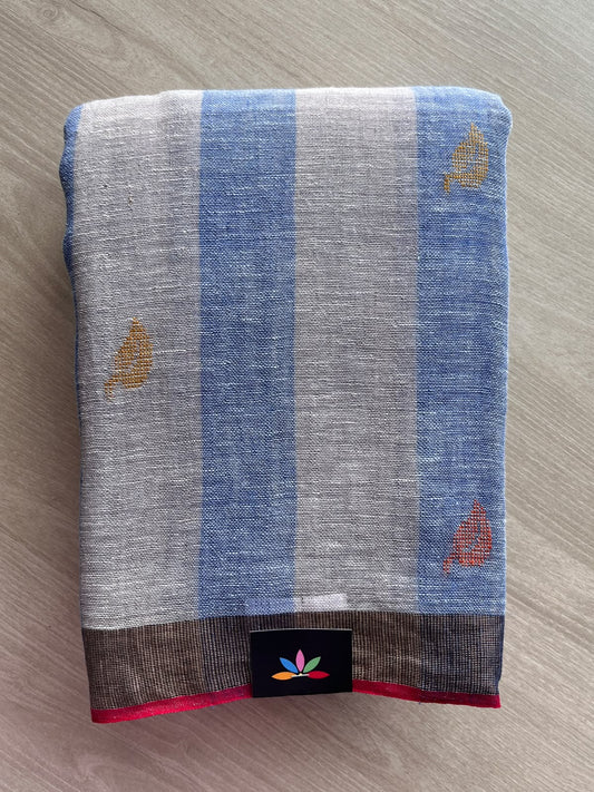 Handloom Linen Jamdani Saree - 35728