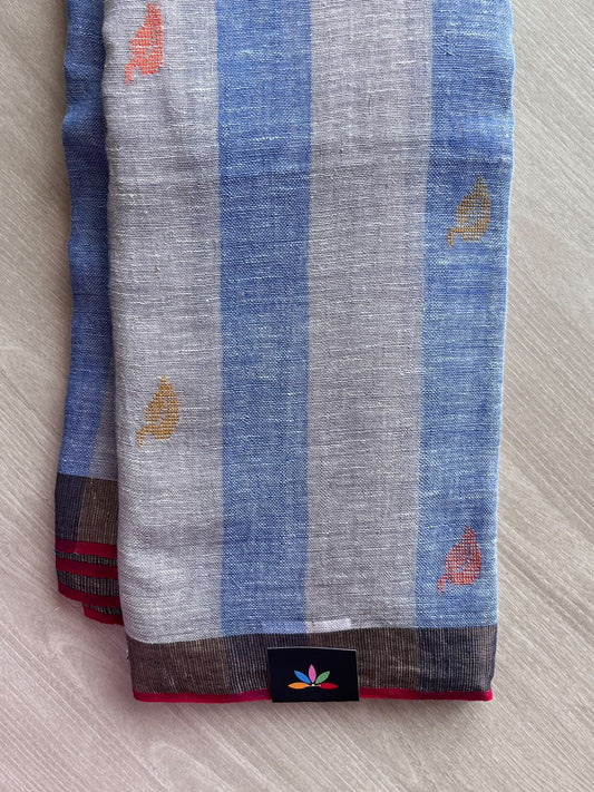 Handloom Linen Jamdani Saree - 35728