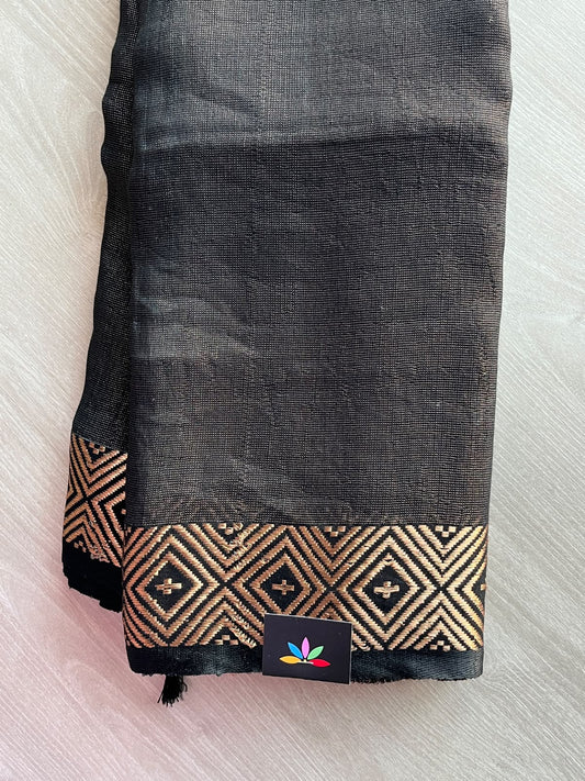 Woven Border Handwoven Tissue Linen Saree - 35739