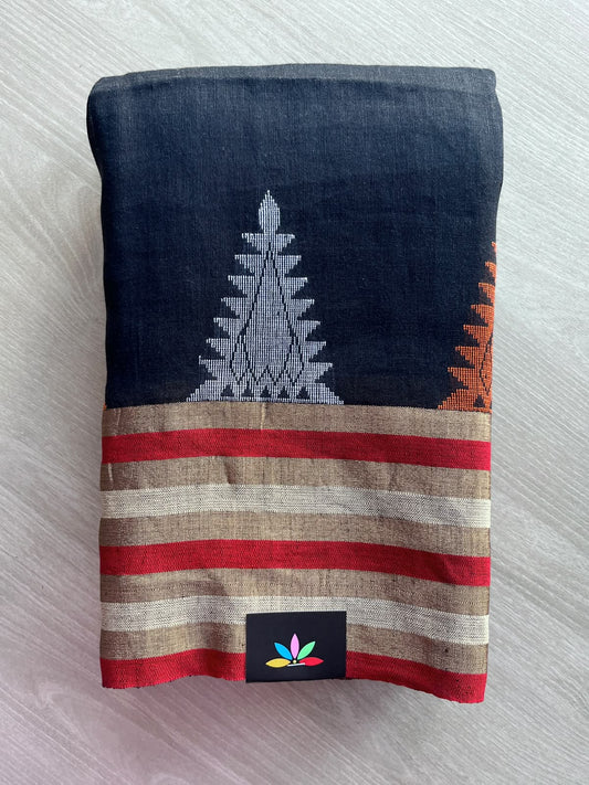 Woven Border Handloom Linen Saree - 35742