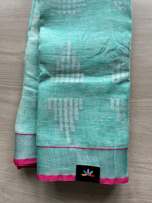 Woven Butta Linen Saree -12685