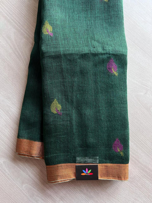 Linen Jamdani Cotton Saree -9863