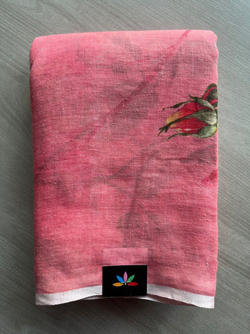 Digital Printed Linen Saree -19135