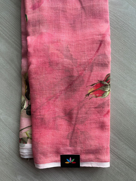 Digital Printed Linen Saree -19135