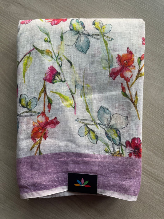 Digital Printed Linen Saree -19142