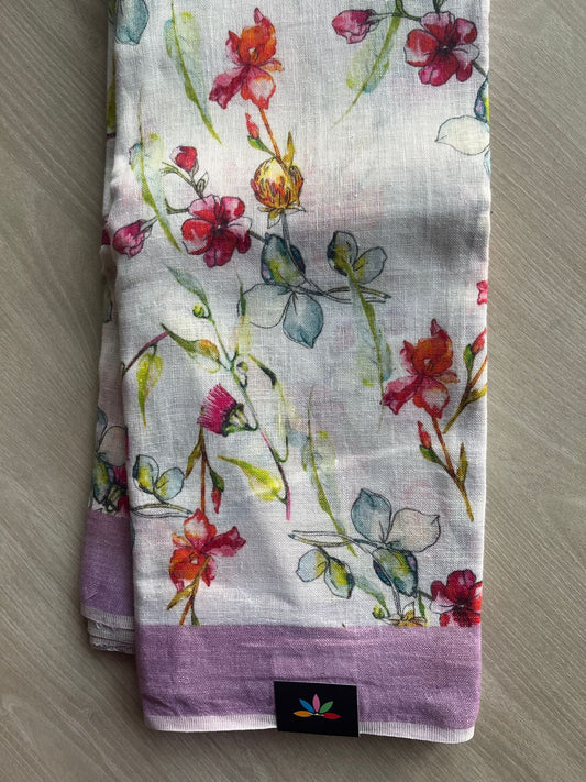 Digital Printed Linen Saree -19142