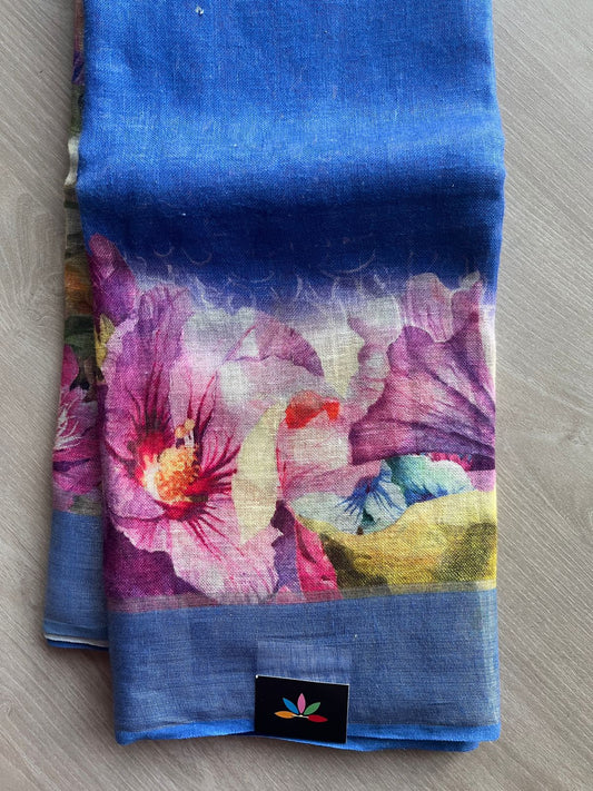Digital Printed Linen Saree -19143