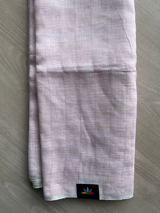 Baby Pink Simple Linen Saree - 30767