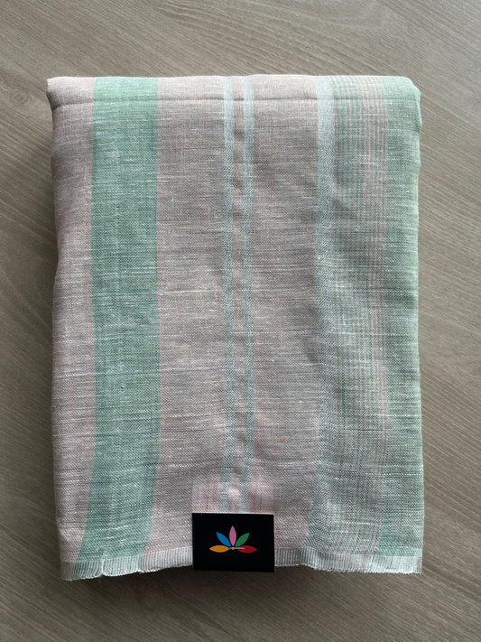 Multi Color Partly Pallu Simple Linen Saree - 30769