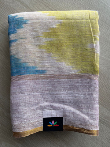 Multi Color Simple Linen Saree - 30774