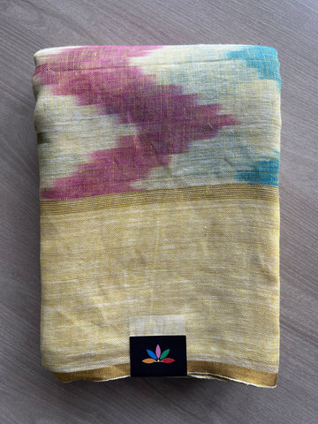 Multi Color Simple Linen Saree - 30775
