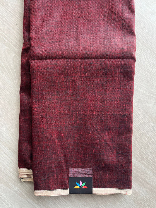 Double Tone (Maroon/Black) Simple Linen Saree - 30787