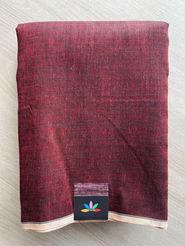 Double Tone (Maroon/Black) Simple Linen Saree - 30787